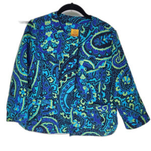 Vibrant Blue Paisley Women's Jacket - Size 14